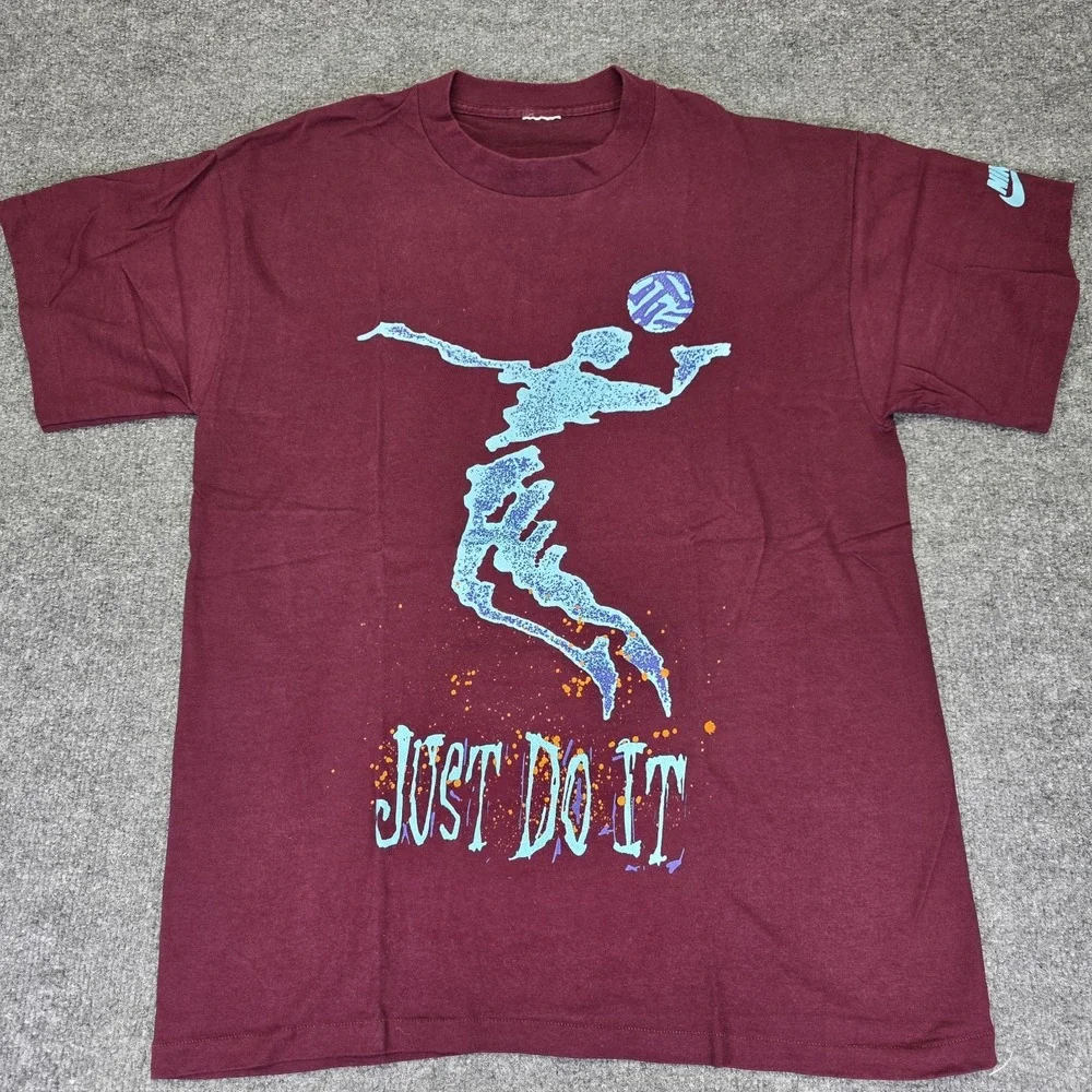 Vtg 90s Nike‎ Volleyball Just Do It Big Print Single Stitch T-Shirt Size Large